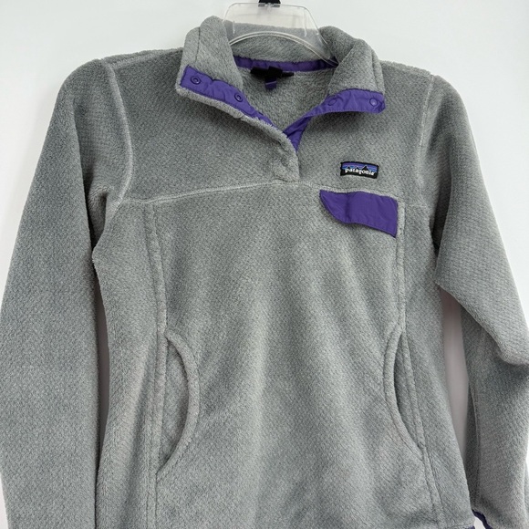 PATAGONIA Re-Tool T-Snap Pullover Fleece Jacket Women's Size Small Gray Purple - Picture 4 of 10